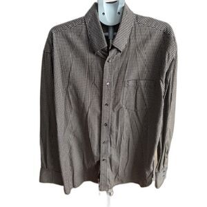 Tommy Hilfiger Mens XL Navy Ivory Gingham Check Button Up Long Sleeve Casual